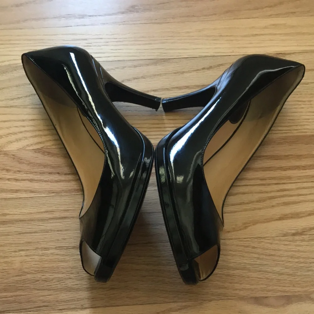 Cole Haan Nike Air Peep Toe Black Patent Pumps Size 10